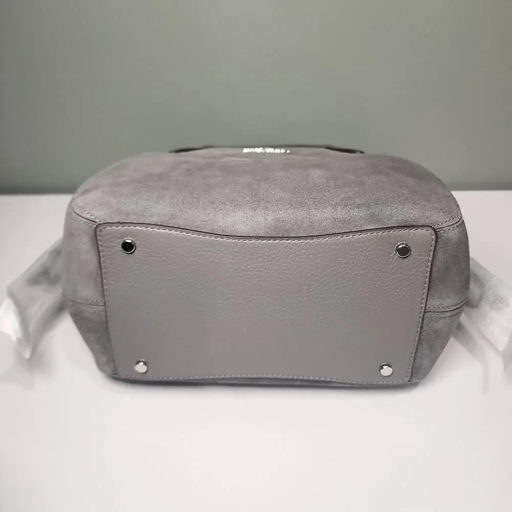 NWT KATE SPADE KM141 DUMPLING SMALL SATCHEL SHOULDER BAG GREY SUEDE SILVER